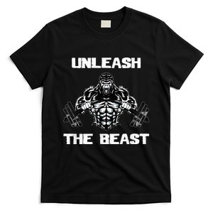 Unleash The Beast Gorilla Body Building Motivation Gift T-Shirt