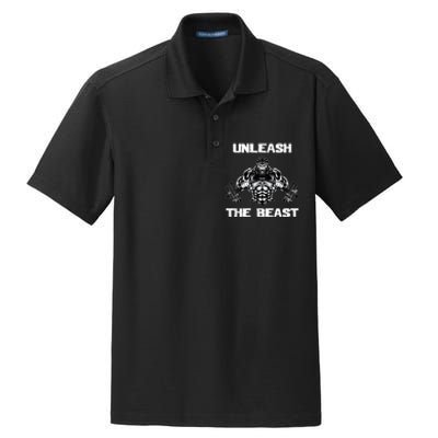 Unleash The Beast Gorilla Body Building Motivation Gift Dry Zone Grid Polo