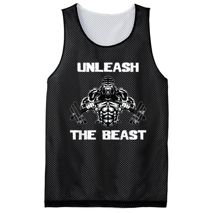 Unleash The Beast Gorilla Body Building Motivation Gift Mesh Reversible Basketball Jersey Tank