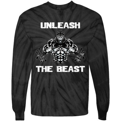 Unleash The Beast Gorilla Body Building Motivation Gift Tie-Dye Long Sleeve Shirt