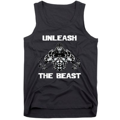 Unleash The Beast Gorilla Body Building Motivation Gift Tank Top