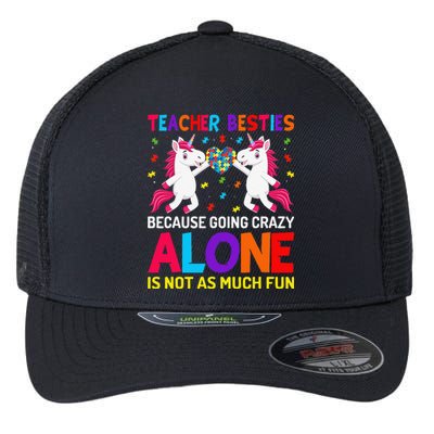 Unicorn Teacher Besties Autism Awareness Autism Teacher Flexfit Unipanel Trucker Cap