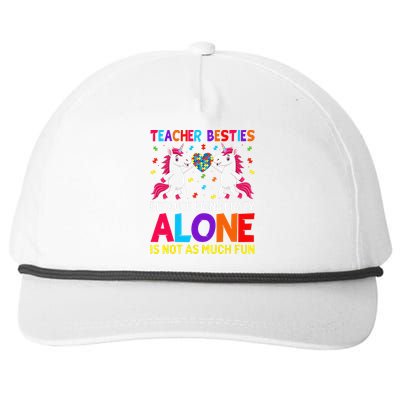 Unicorn Teacher Besties Autism Awareness Autism Teacher Snapback Five-Panel Rope Hat