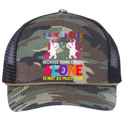 Unicorn Teacher Besties Autism Awareness Autism Teacher Retro Rope Trucker Hat Cap