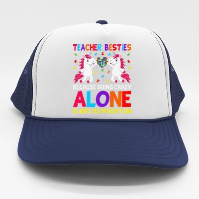 Unicorn Teacher Besties Autism Awareness Autism Teacher Trucker Hat