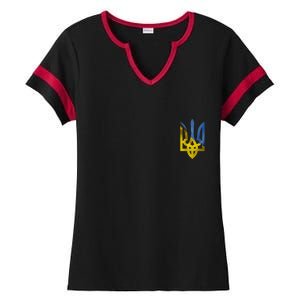 Ukraine Trident Coat Of Arms Flag Ukrainian Pride Ladies Halftime Notch Neck Tee