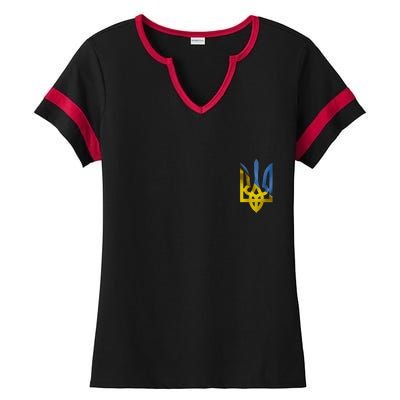 Ukraine Trident Coat Of Arms Flag Ukrainian Pride Ladies Halftime Notch Neck Tee