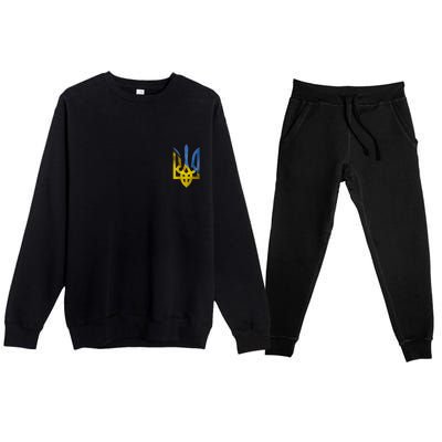 Ukraine Trident Coat Of Arms Flag Ukrainian Pride Premium Crewneck Sweatsuit Set