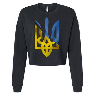 Ukraine Trident Coat Of Arms Flag Ukrainian Pride Cropped Pullover Crew