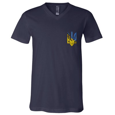 Ukraine Trident Coat Of Arms Flag Ukrainian Pride V-Neck T-Shirt