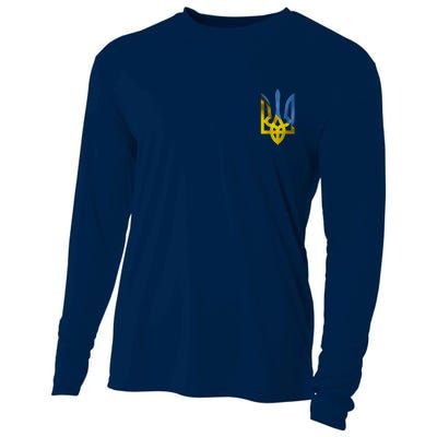 Ukraine Trident Coat Of Arms Flag Ukrainian Pride Cooling Performance Long Sleeve Crew