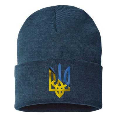 Ukraine Trident Coat Of Arms Flag Ukrainian Pride Sustainable Knit Beanie
