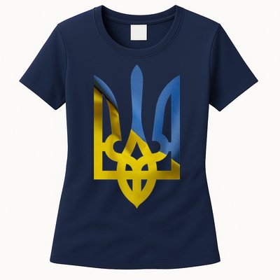 Ukraine Trident Coat Of Arms Flag Ukrainian Pride Womens T-Shirt