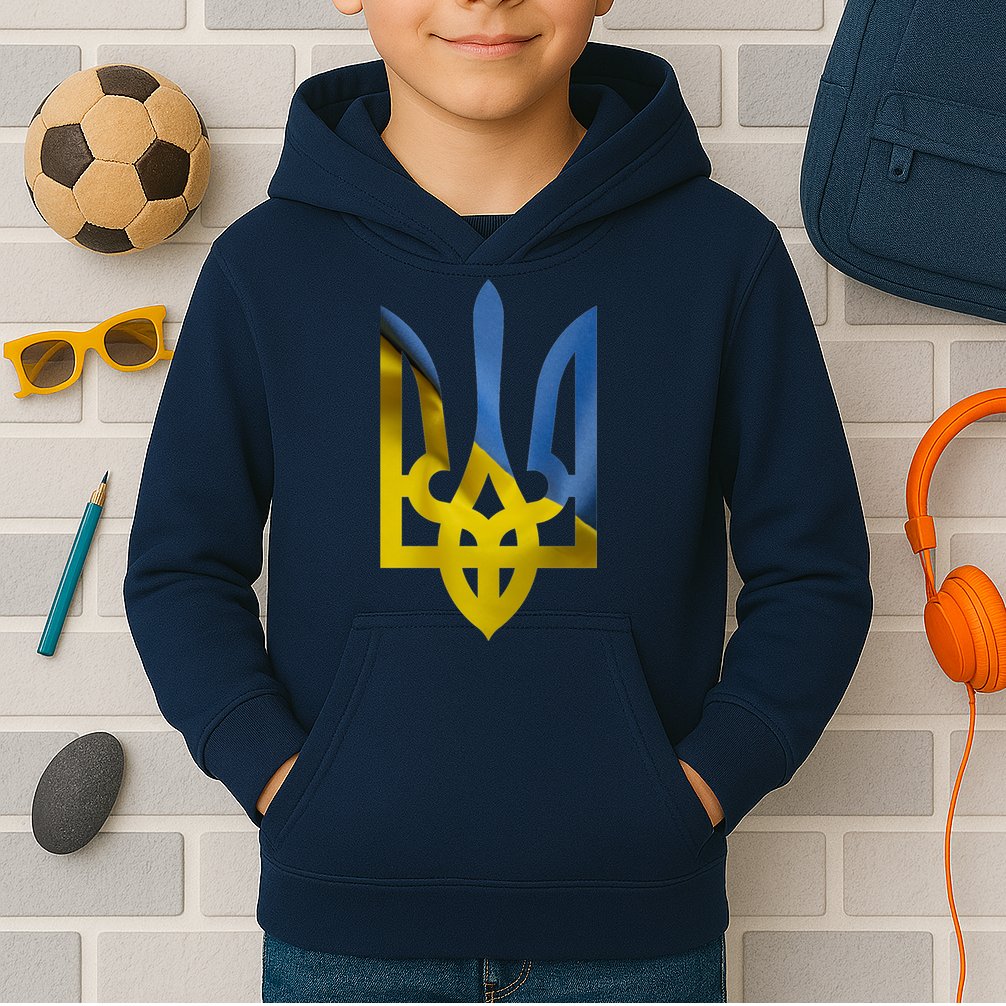 Ukraine Trident Coat Of Arms Flag Ukrainian Pride Kids Hoodie