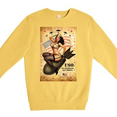 USO To Celebrate Our Troops Bombshell Premium Crewneck Sweatshirt