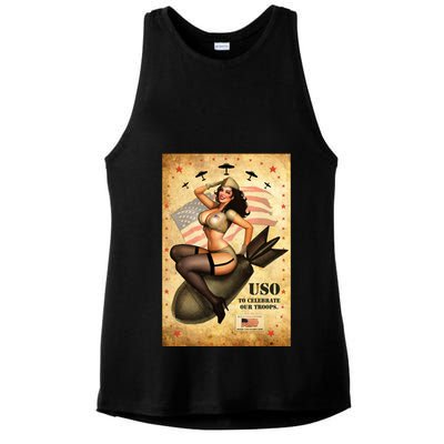 USO To Celebrate Our Troops Bombshell Ladies PosiCharge Tri-Blend Wicking Tank