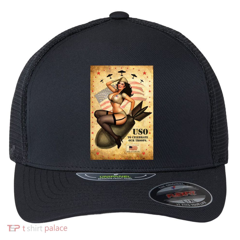 USO To Celebrate Our Troops Bombshell Flexfit Unipanel Trucker Cap