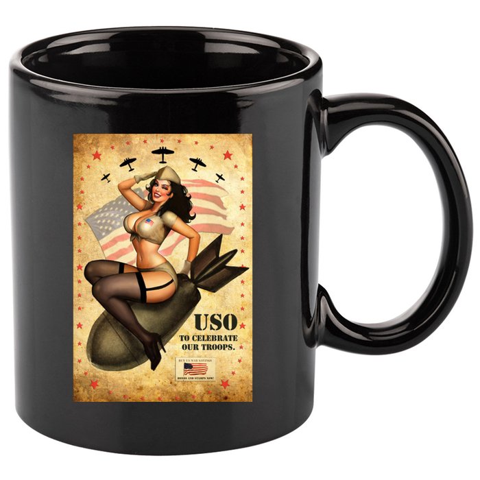 USO To Celebrate Our Troops Bombshell 11oz C Handle Ceramic Mug