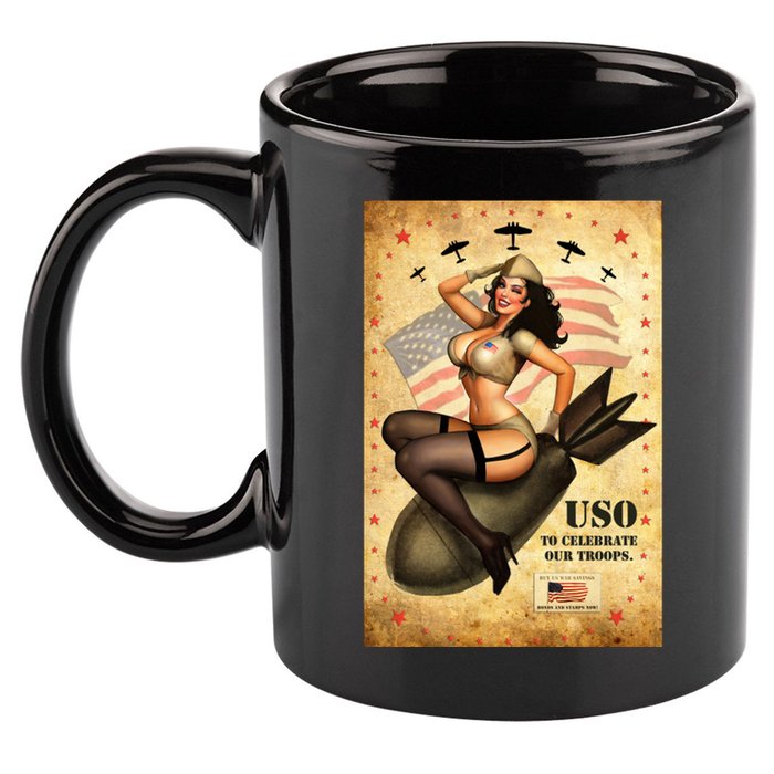 USO To Celebrate Our Troops Bombshell 11oz C Handle Ceramic Mug