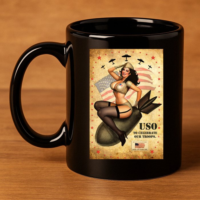 USO To Celebrate Our Troops Bombshell 11oz C Handle Ceramic Mug