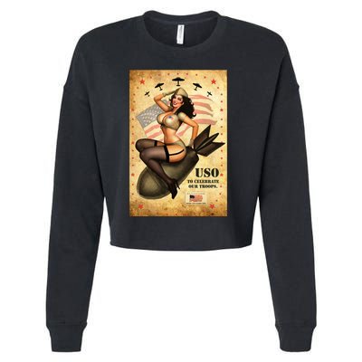 USO To Celebrate Our Troops Bombshell Cropped Pullover Crew