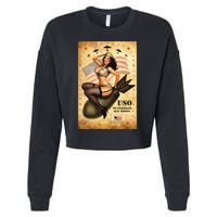 USO To Celebrate Our Troops Bombshell Cropped Pullover Crew