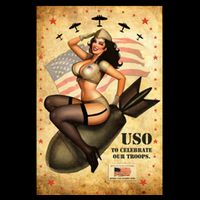 USO To Celebrate Our Troops Bombshell Cropped Pullover Crew