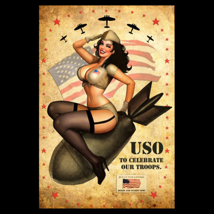 USO To Celebrate Our Troops Bombshell Cropped Pullover Crew