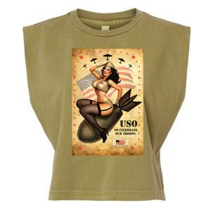 USO To Celebrate Our Troops Bombshell Garment-Dyed Women's Muscle Tee