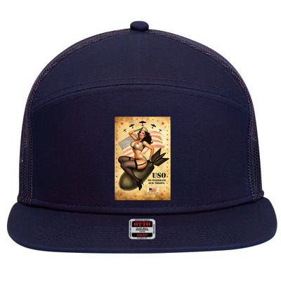 USO To Celebrate Our Troops Bombshell 7 Panel Mesh Trucker Snapback Hat