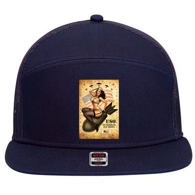 USO To Celebrate Our Troops Bombshell 7 Panel Mesh Trucker Snapback Hat