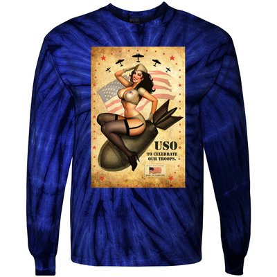 USO To Celebrate Our Troops Bombshell Tie-Dye Long Sleeve Shirt