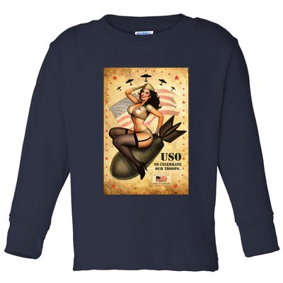 USO To Celebrate Our Troops Bombshell Toddler Long Sleeve Shirt