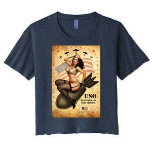 USO To Celebrate Our Troops Bombshell Women's Crop Top Tee