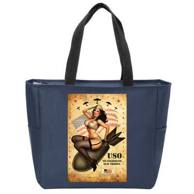 USO To Celebrate Our Troops Bombshell Zip Tote Bag