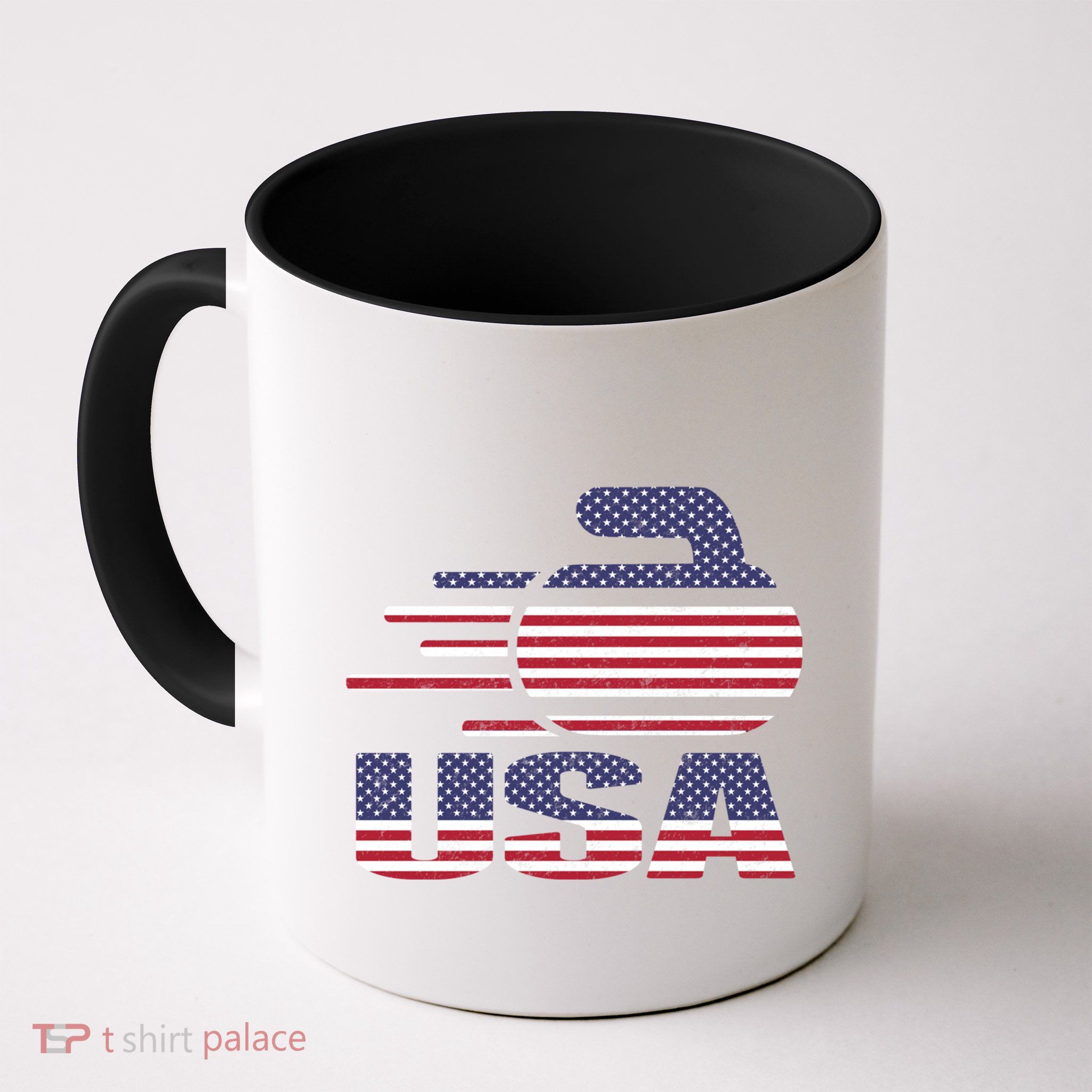 Usa Team Curling Rock Jersey American Flag Winter Sport Gift Cute Gift Mug