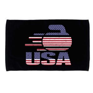 Usa Team Curling Rock Jersey American Flag Winter Sport Gift Cute Gift Microfiber Hand Towel