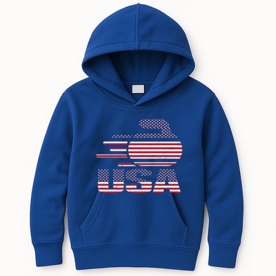 Usa Team Curling Rock Jersey American Flag Winter Sport Gift Cute Gift Kids Hoodie