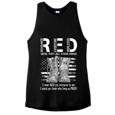 Until They Come Home My Soldier US Flag Red Friday Military Ladies PosiCharge Tri-Blend Wicking Tank
