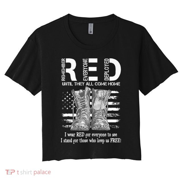 Until They Come Home My Soldier US Flag Red Friday Military Crop Top
