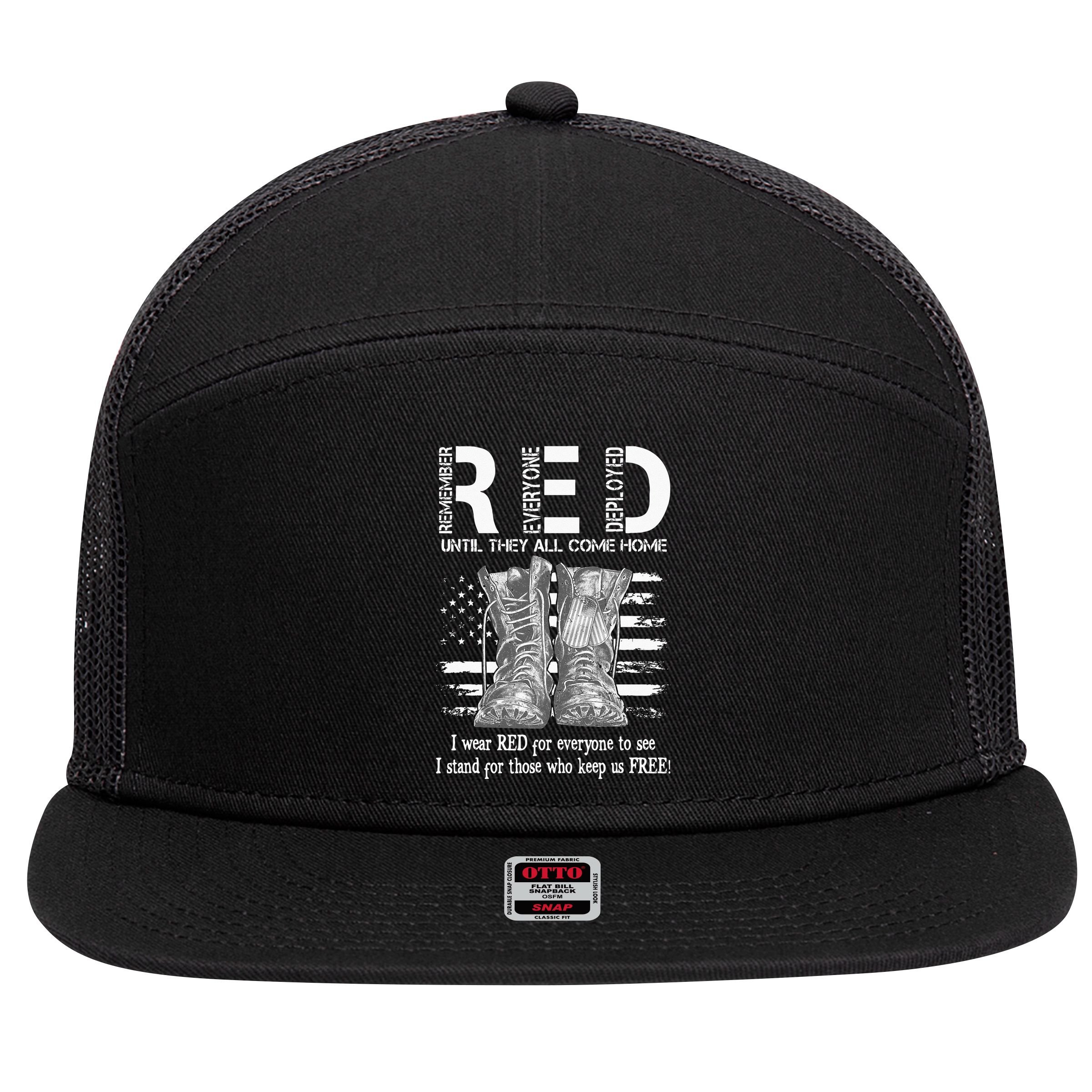 Until They Come Home My Soldier US Flag Red Friday Military 7 Panel Mesh Trucker Snapback Hat