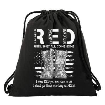 Until They Come Home My Soldier US Flag Red Friday Military Drawstring Bag