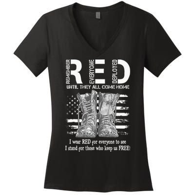 Until They Come Home My Soldier US Flag Red Friday Military Women's V-Neck T-Shirt