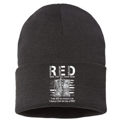 Until They Come Home My Soldier US Flag Red Friday Military Sustainable Knit Beanie