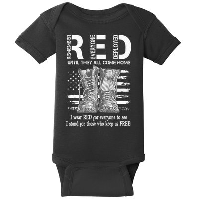 Until They Come Home My Soldier US Flag Red Friday Military Baby Bodysuit