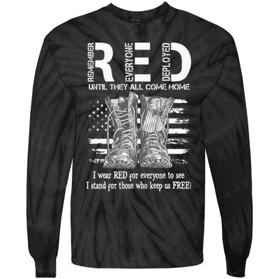 Until They Come Home My Soldier US Flag Red Friday Military Tie-Dye Long Sleeve Shirt