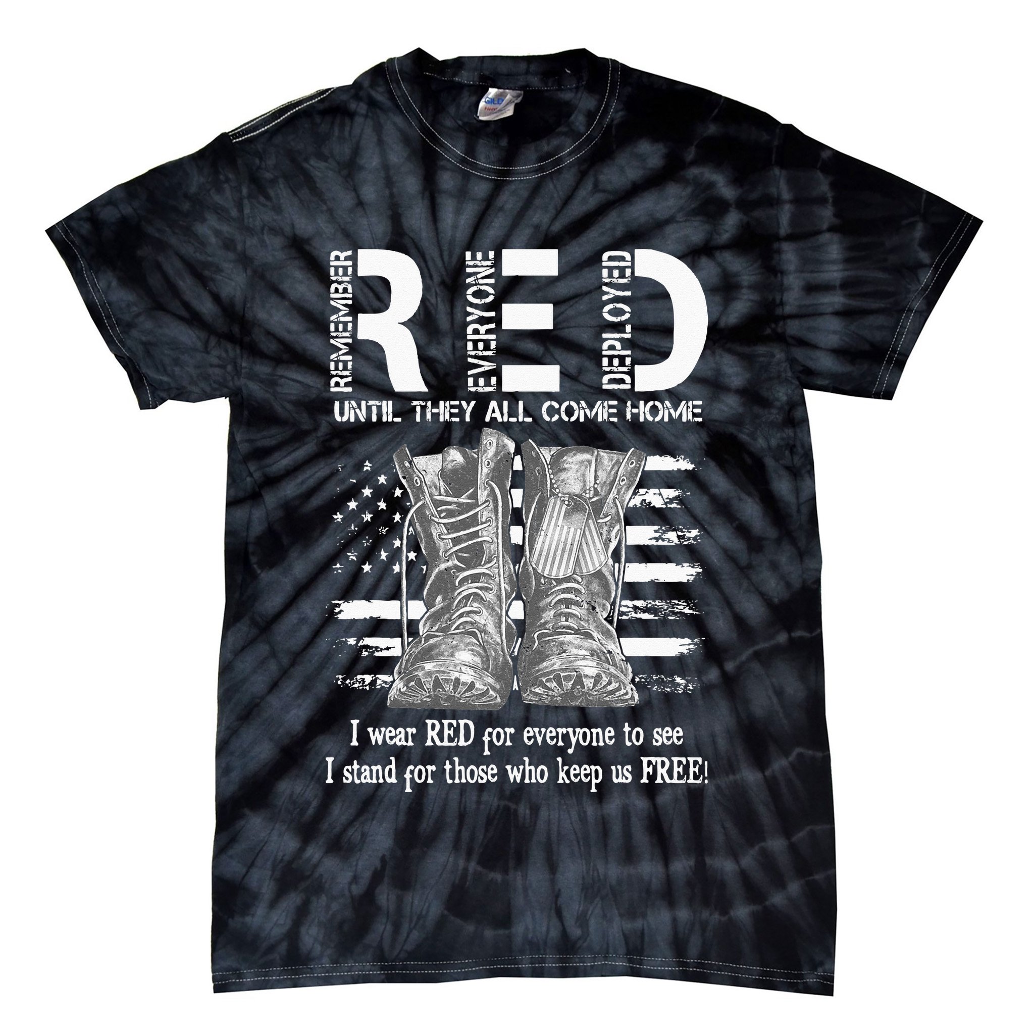 Until They Come Home My Soldier US Flag Red Friday Military Tie-Dye T-Shirt