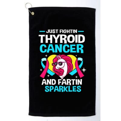 Unicorn Thyroid Cancer Funny Thyroid Cancer Warrior Gift Platinum Collection Golf Towel