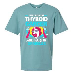 Unicorn Thyroid Cancer Funny Thyroid Cancer Warrior Gift Sueded Cloud Jersey T-Shirt