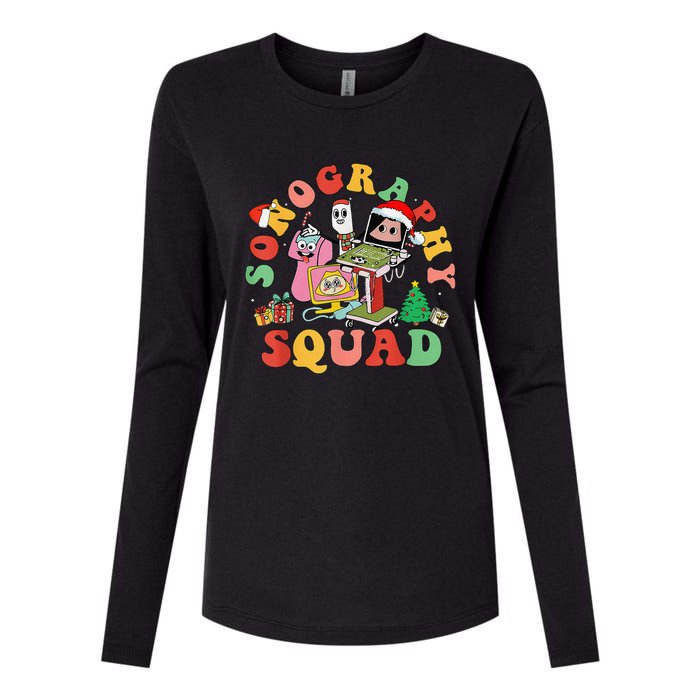 Ultrasound Tech Christmas Sonography Squad Holiday Nurse Womens Cotton Relaxed Long Sleeve T-Shirt